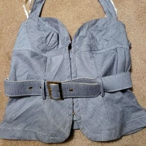 Denim Striped Top with Belt